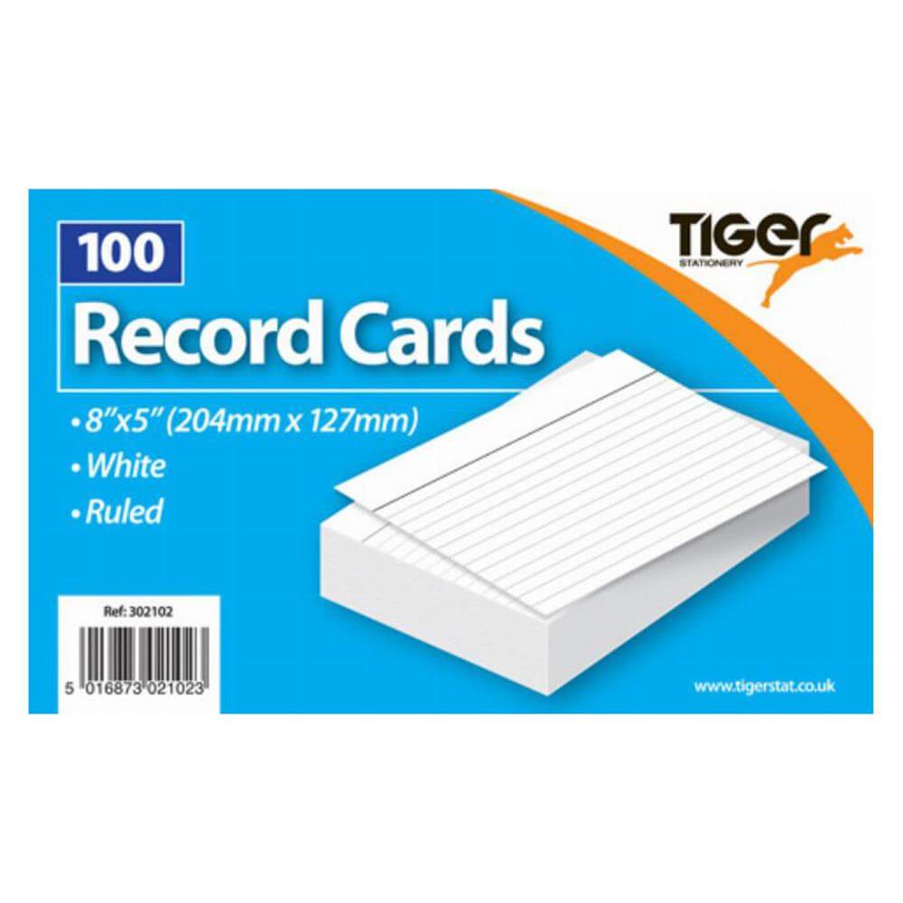 Tiger Stationery Record Cards 8 x 5